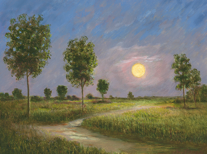 Moonlit Path Painting by David John Dietrich