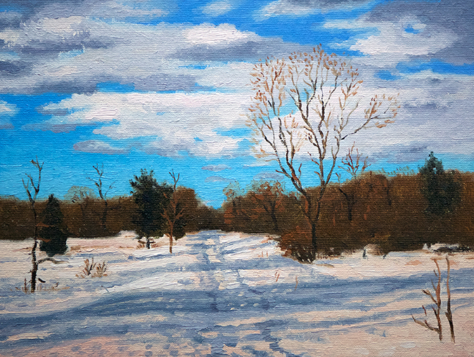 Winter Trail Painting by David John Dietrich